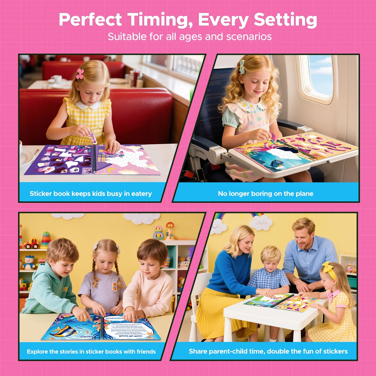 Montessori Sticker Puzzle Book With Story For Kids Educational Jigsaw Sticker Creative Games Children's Mosaic Toy Birthday Gift