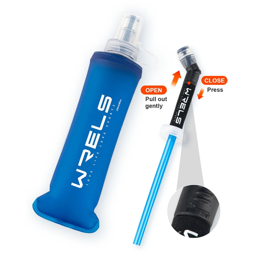 WRELS Folding Water Bottle TPU BPA-Free Collapsible Soft Flask Outdoor Sport Hiking Camping Running Portable Soft Water Bottle
