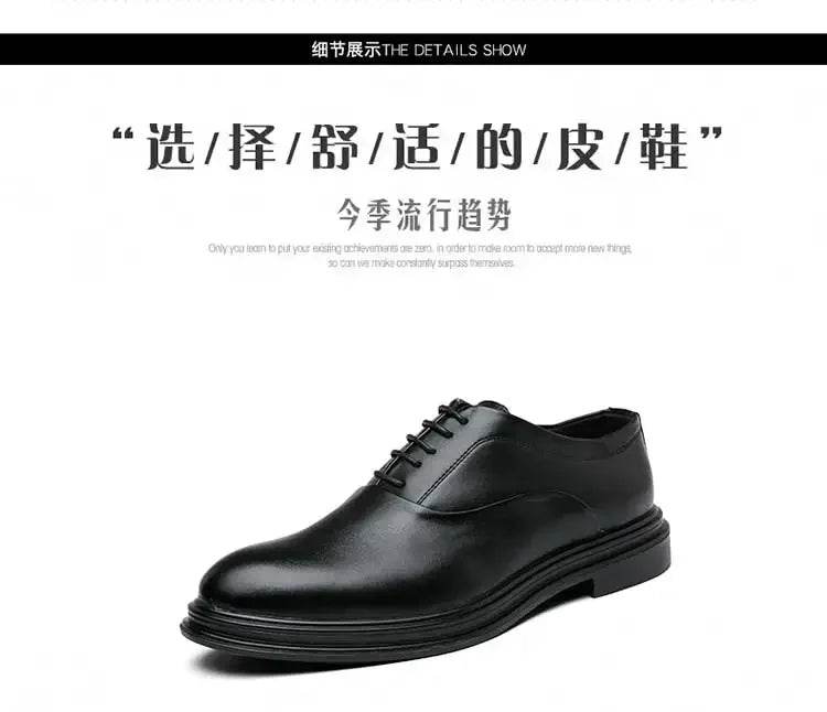 Business Formal Leather Shoes Men's Casual with Suit Low Top Solid Wedding Shoes Color Fashion Oxford Shoes Pointed Office - AIAZ