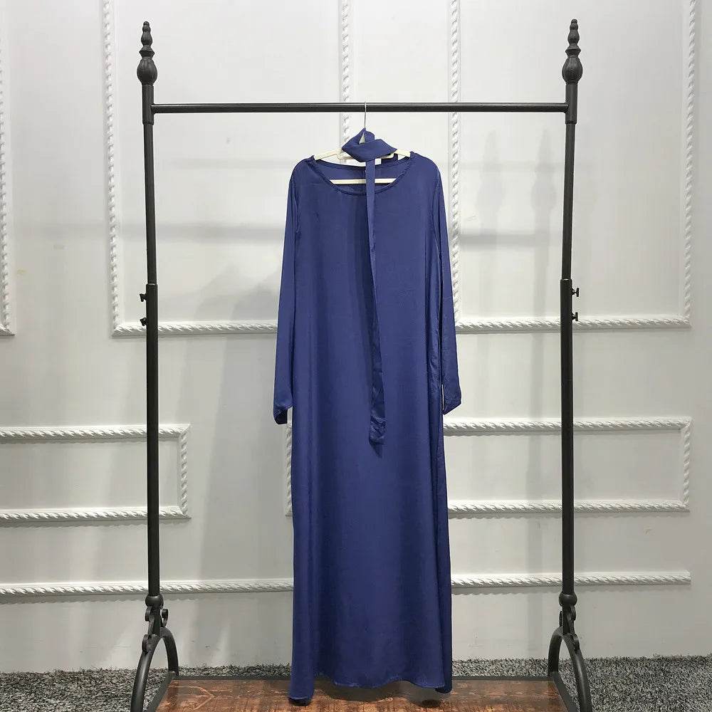 Fashion Sliky Djellaba Muslim Dress Dubai Full Length Flare Sleeved Soft Abaya Dubai Turkey Muslim Islam Robe WY921 - AIAZ