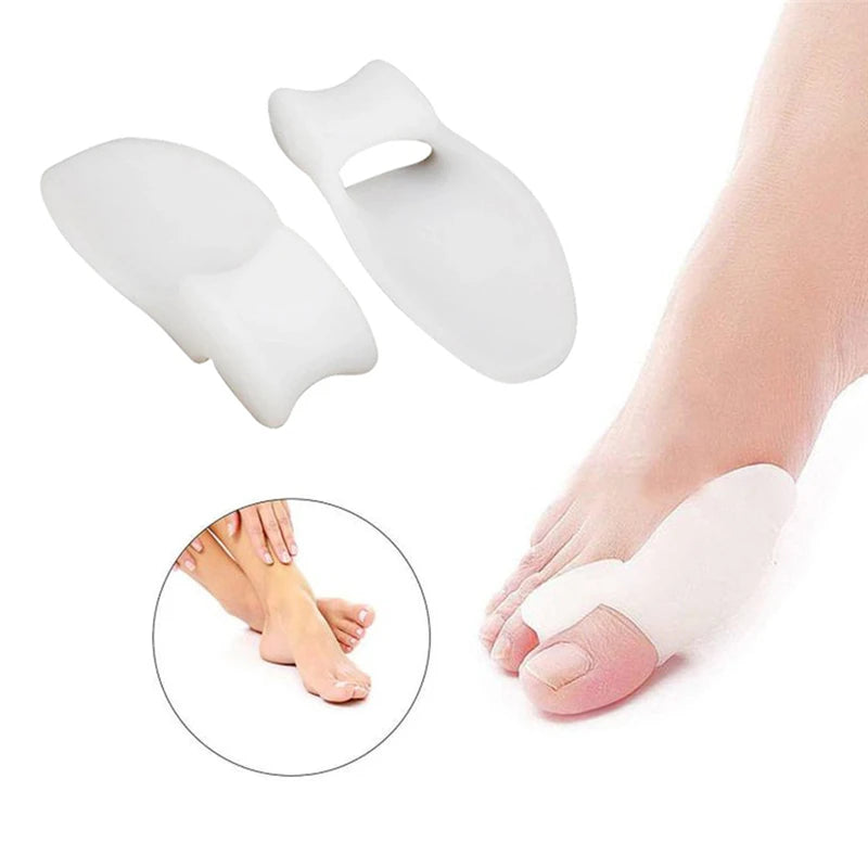 1pair Silicone Gel Thumb Corrector Bunion Little Toe Protector Separator Hallux Valgus Finger Straightener Foot Care Relief Pads