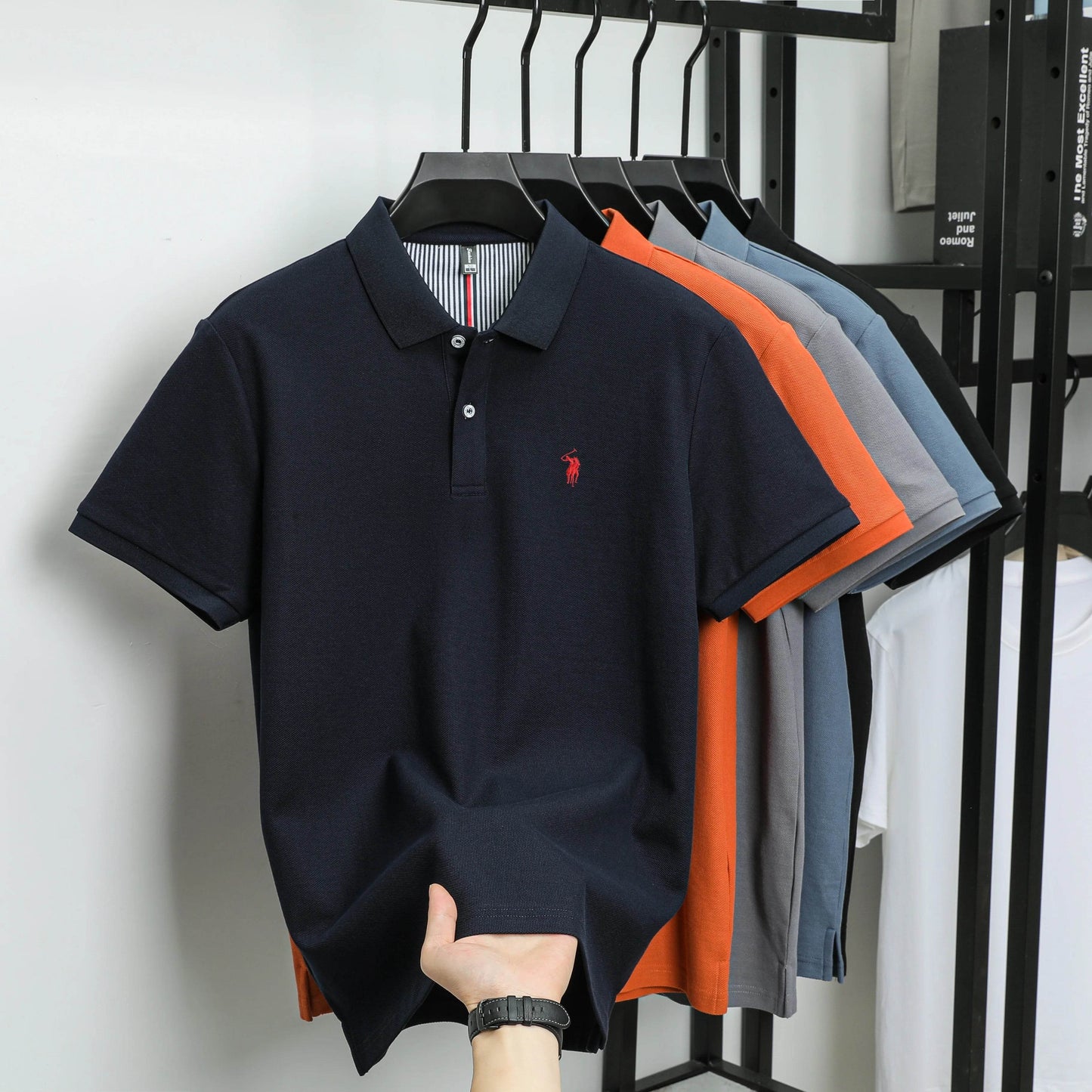 100% pure cotton summer new fashionable men's shortsleeved luxury customized business polo shirt exquisite embroidery Tshirt top - AIAZ
