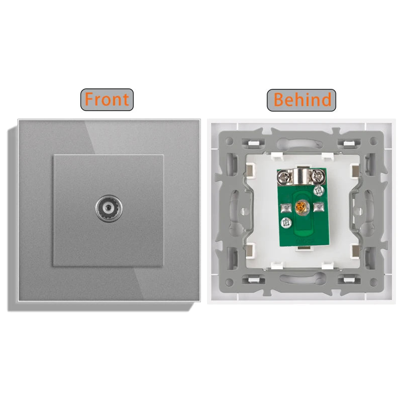 Cat6 rj45 wall socket network socket with TV wall data double socket telephone crystal glass panel rj45 network socket computer