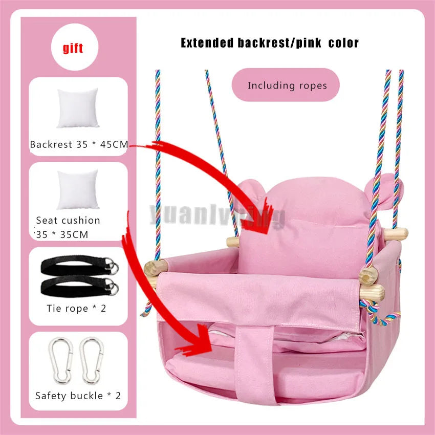 Kids Swing Portable Ceiling Suspended Chair With Seat Cushion Kids Baby Children's  Hammock with Safety Belt For Kids Babies