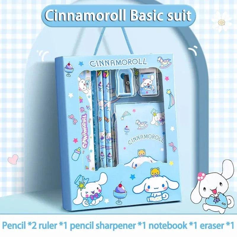 Sanrio Kuromi Stationery Set Cartoon Pencils Erasers Rulers Study Essentials School Supplies for Students Cute Desk Organizer - AIAZ