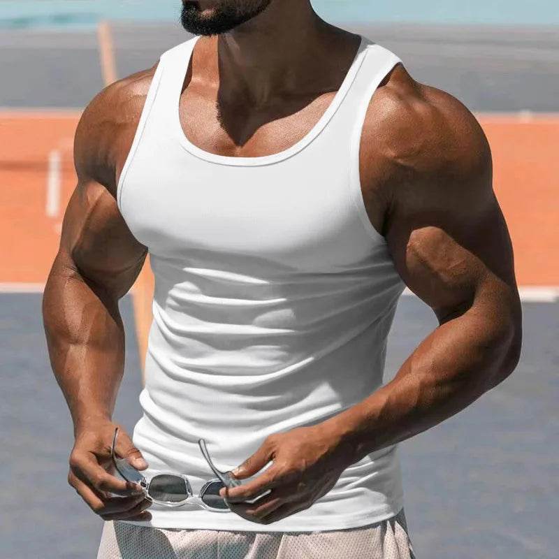 2024 New Men's Pure Cotton Tight Vest Casual Sports Tank Tops Middle-aged Sleeveless Basic Tops Quick Drying Bodybuilding Vest - AIAZ