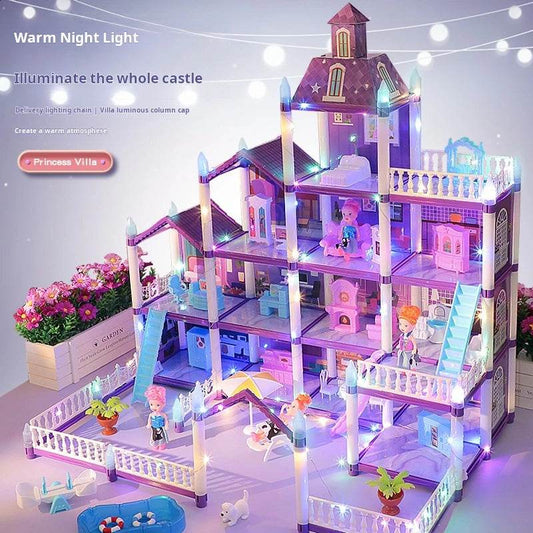 3D DIY Fantasy Princess Castle Villa Assembly Doll House Set Toys, Girls Home Toys & 3D Kids Toys - AIAZ