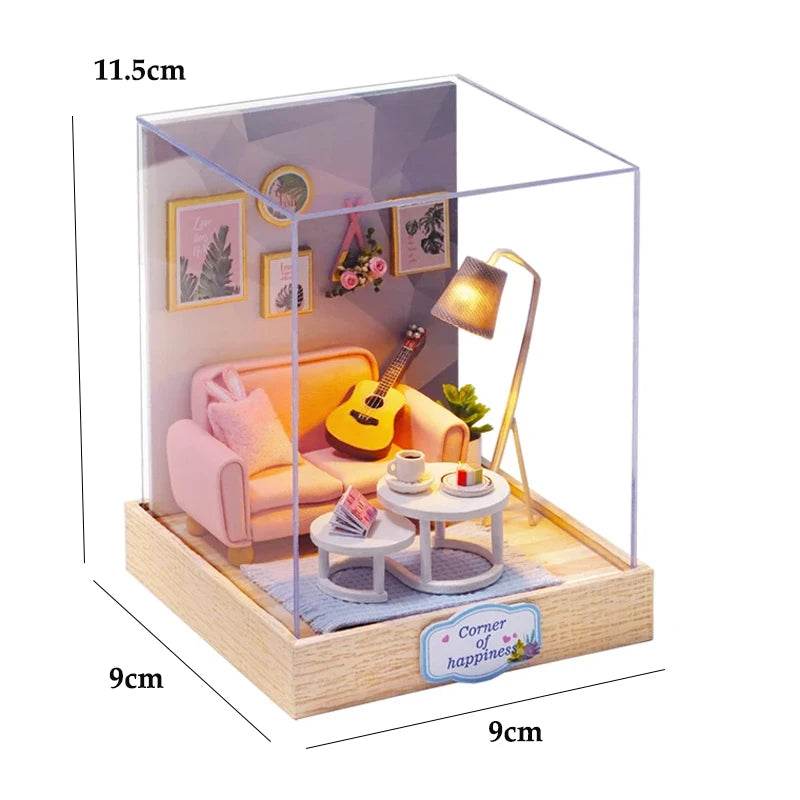 Kitten Mini Doll House 3D Puzzle Assembly Model Building Kit Creative Room Bedroom Decoration With Furniture Wooden Crafts Gifts - AIAZ