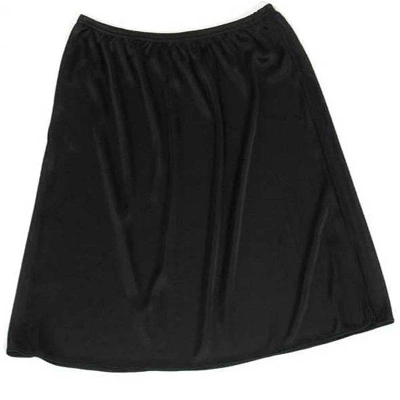 Satin Underskirt Half Slips Dress for Women Summer Thin Ice Silk High Waist Elastic Anti-Penetrating Underskirt Lining Petticoat - AIAZ