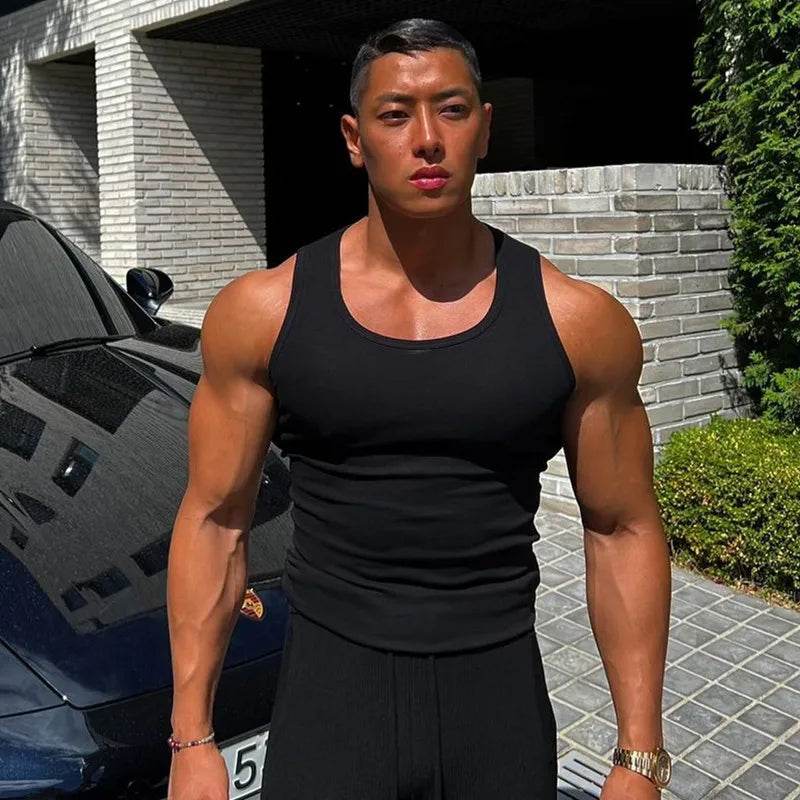 2024 New Men's Pure Cotton Tight Vest Casual Sports Tank Tops Middle-aged Sleeveless Basic Tops Quick Drying Bodybuilding Vest - AIAZ