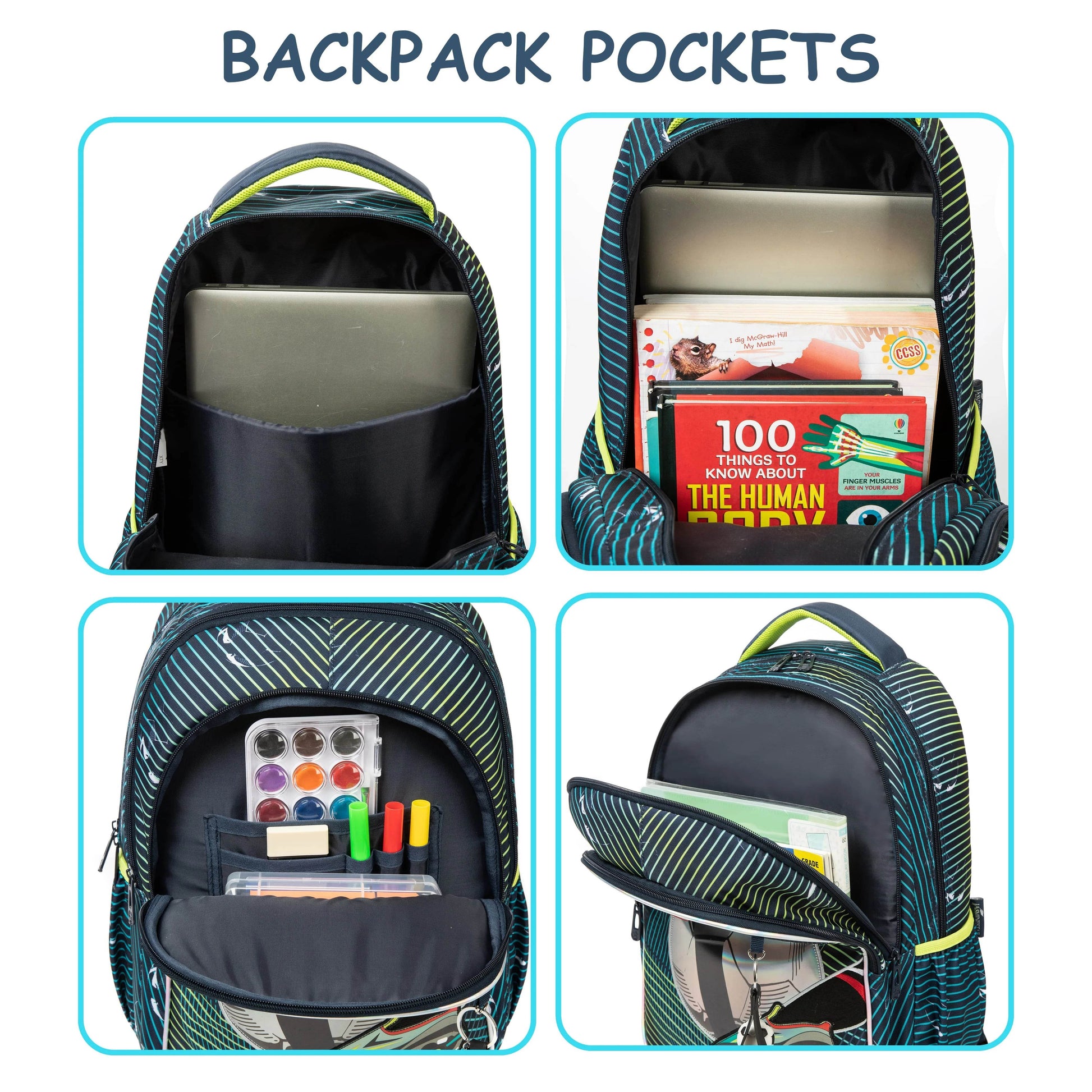 3PCS Backpacks For Boys School Backpacks For Elementary Students Ages 8-10 Kids Aesthetic Backpack Set - AIAZ