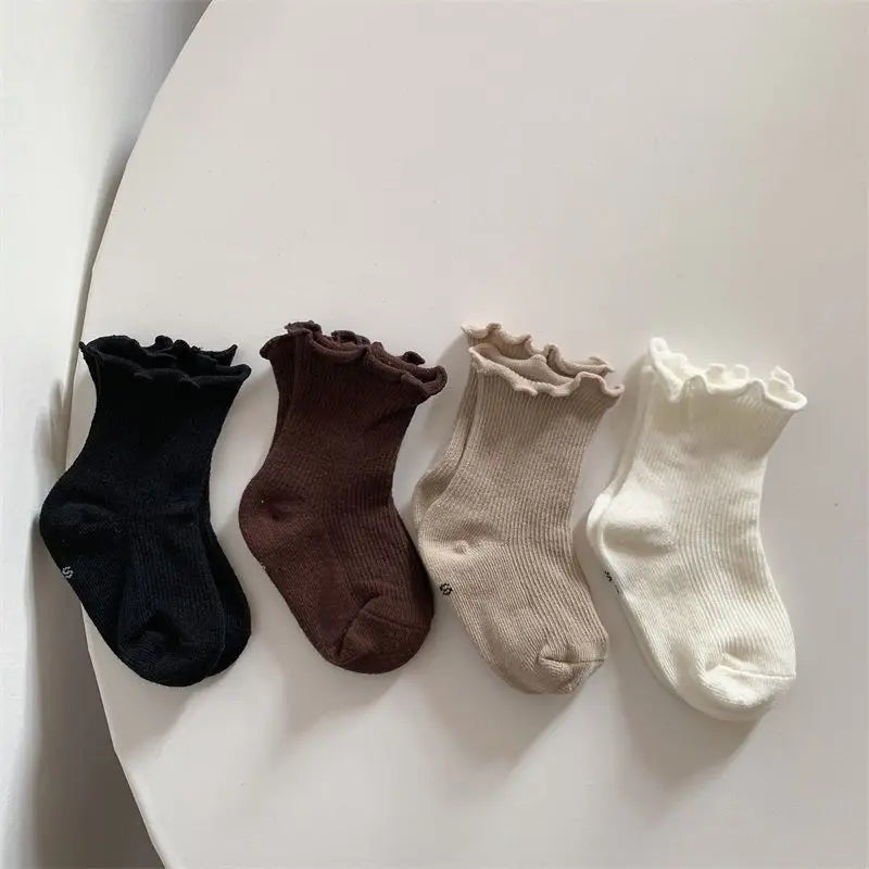 Newborn Cute Ruffle Lace Cuff Socks Infant Baby Girls Ankle Socks Spring Autumn Children Kids Soft Warm Ribbed Cotton Floor Sock