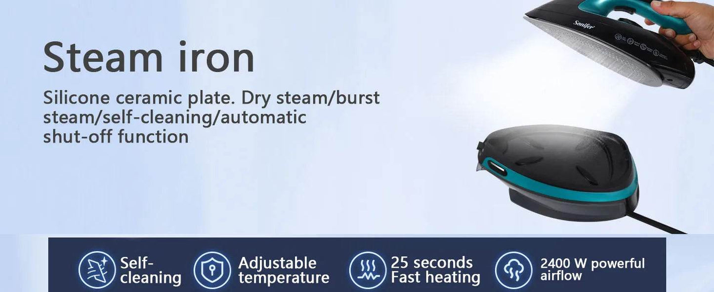Sonifer Split Steam Iron with LCD Display 2400W Fast heating1.5L Large Individual Water Tank 3 Steam Adjustment - AIAZ