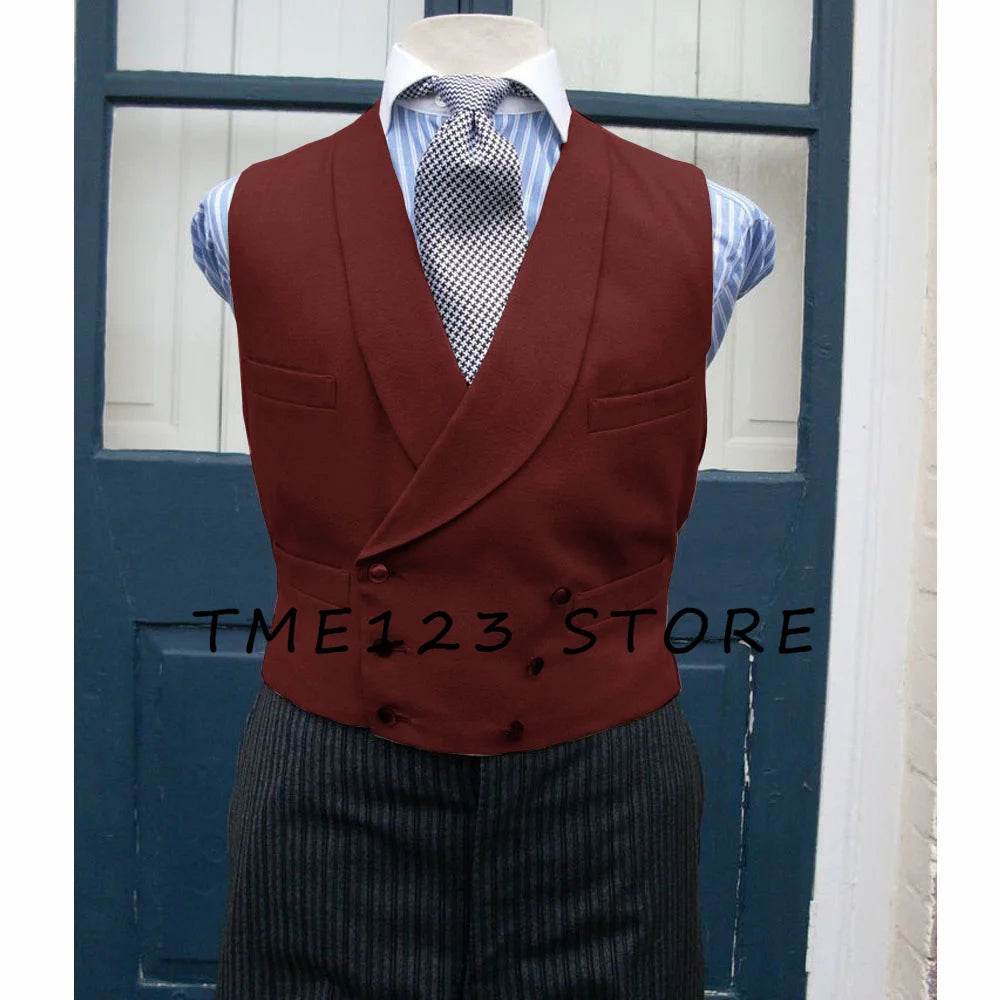 Men's Serge Casual Vest Business Double Breasted Vest Full Men's Suit Male Clothes Formal Suits Vests Clothing - AIAZ