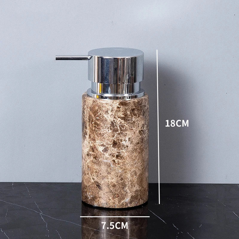 Emperador Dark Natural Marble Bathroom Set Brown Luxury Toothbrush Holder Soap Dish Soap Dispenser Bathroom Accessories