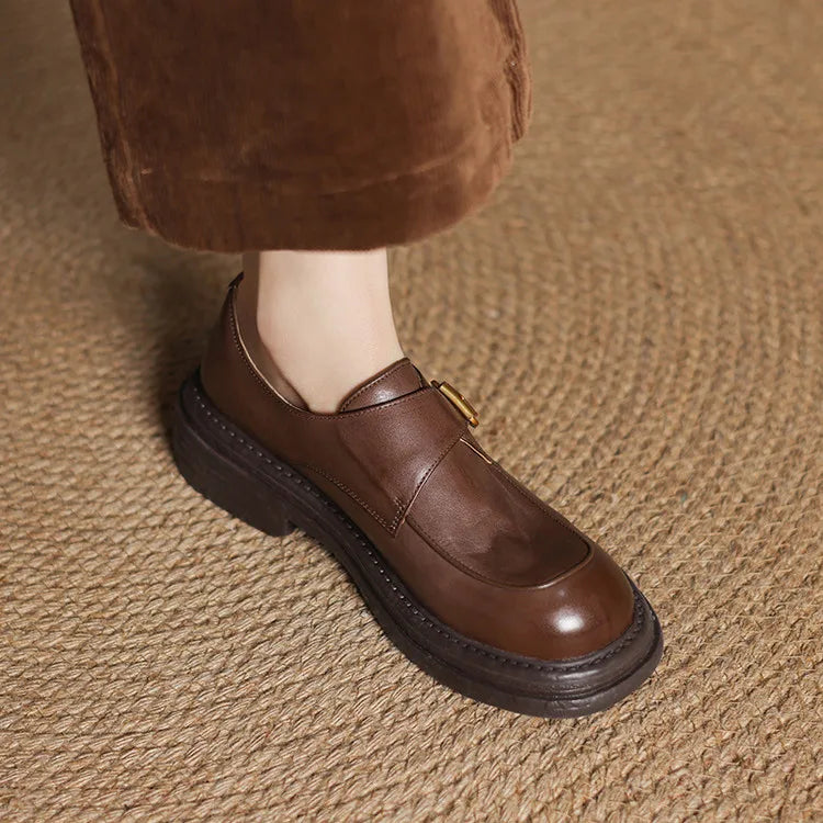 Dress Shoes Women Loafers Cow Leather Sheepskin Rubber Formal Business Suit Ladies 2025 Spring Autumn Handmade