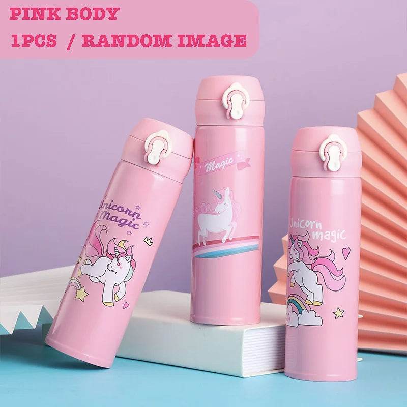 500ML Children's Thermos Bottle Vacuum Water Bottles 304 Stainless Steel Drinking Cartoon Cup School Water Bottle For Girls Kids - AIAZ