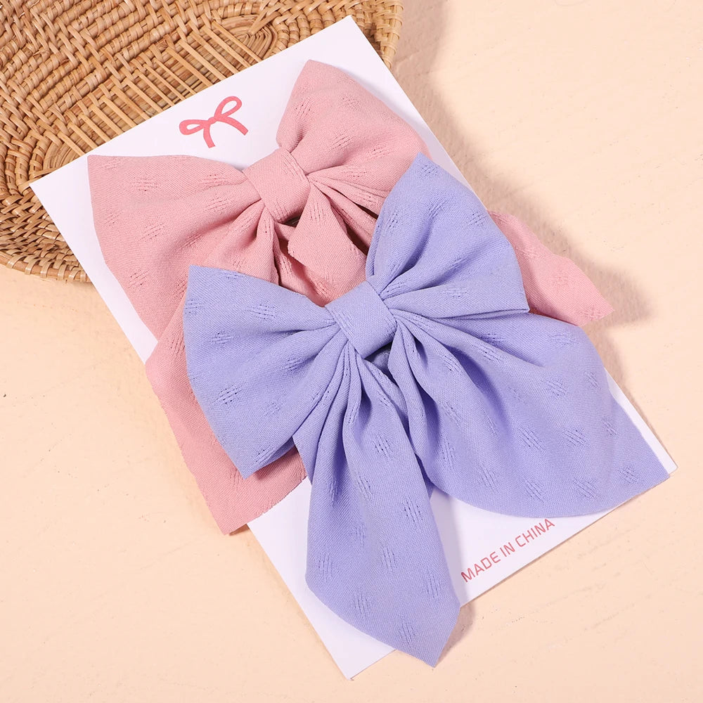 2Pcs/set Sweet Solid Bowknot Hair Clips for Women Girls Print Bows Hairpins Barrettes Duckbill Clip Headwear Hair Accessories