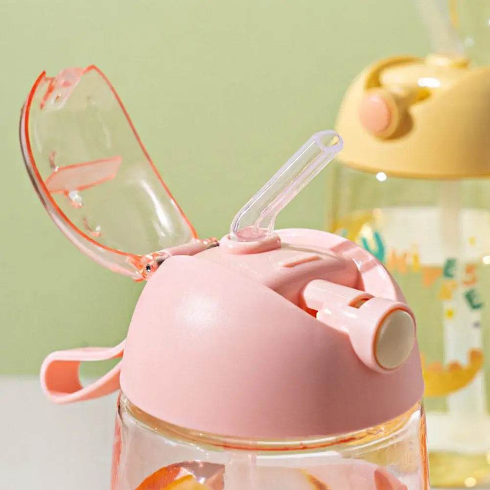 500ml Children's Dinosaur Water Bottle With Silicone Straw Leak Proof Plastic Water Bottle Summer Children's Water Cup - AIAZ