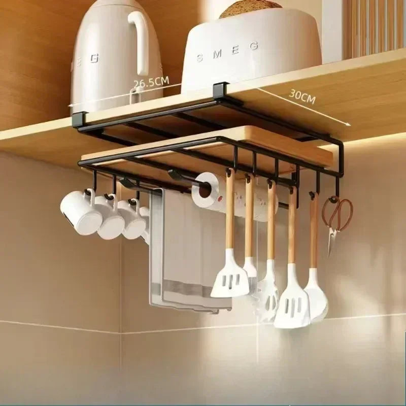 Cabinet Metal Storage Rack Kitchen Cutting Board Rack Non Perforated Tableware Storage Rack Kitchen Wall Mounted Pot Cover Rack