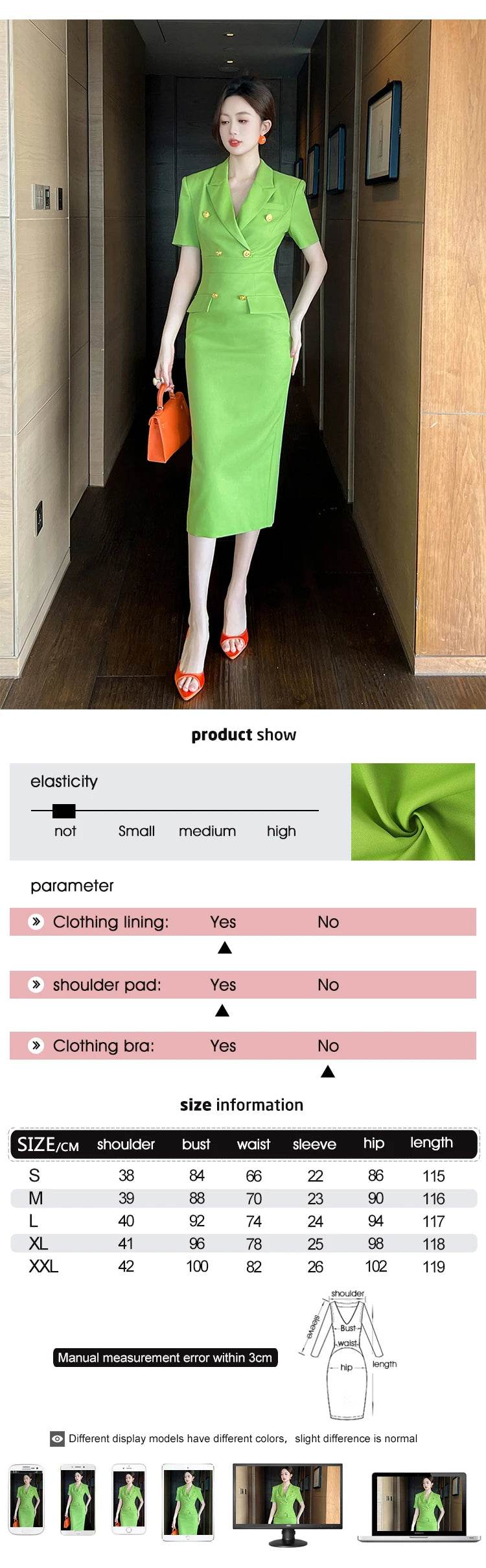 Fashion Elegant Business Dresses Women Clothes Sweet OL Professional Double Breasted Midi Robe Meeting Work Style Party Vestidos - AIAZ