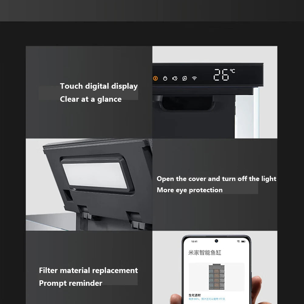 1 Pcs Dark Gray 8.8kg Intelligent Fish Tank With a Rated Power of 23W No Need To Change Water For Half a Year One Click Drainage