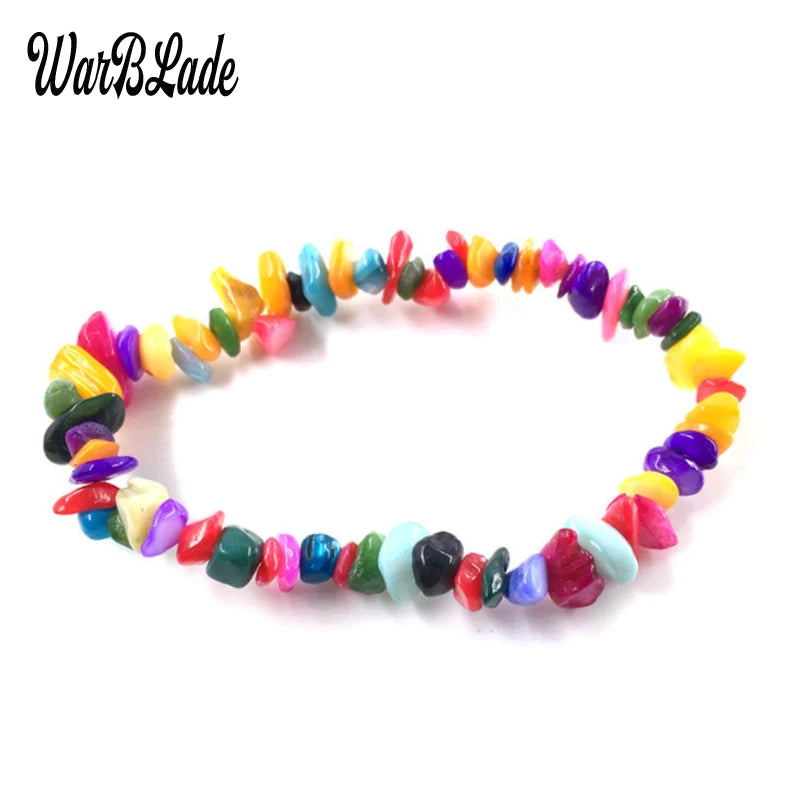 New Women Bracelets Bangles Natural Gem Stone Bracelet Irregular Stretch Chip Beads Nuggets Bracelets Bangles Crystal Wristband