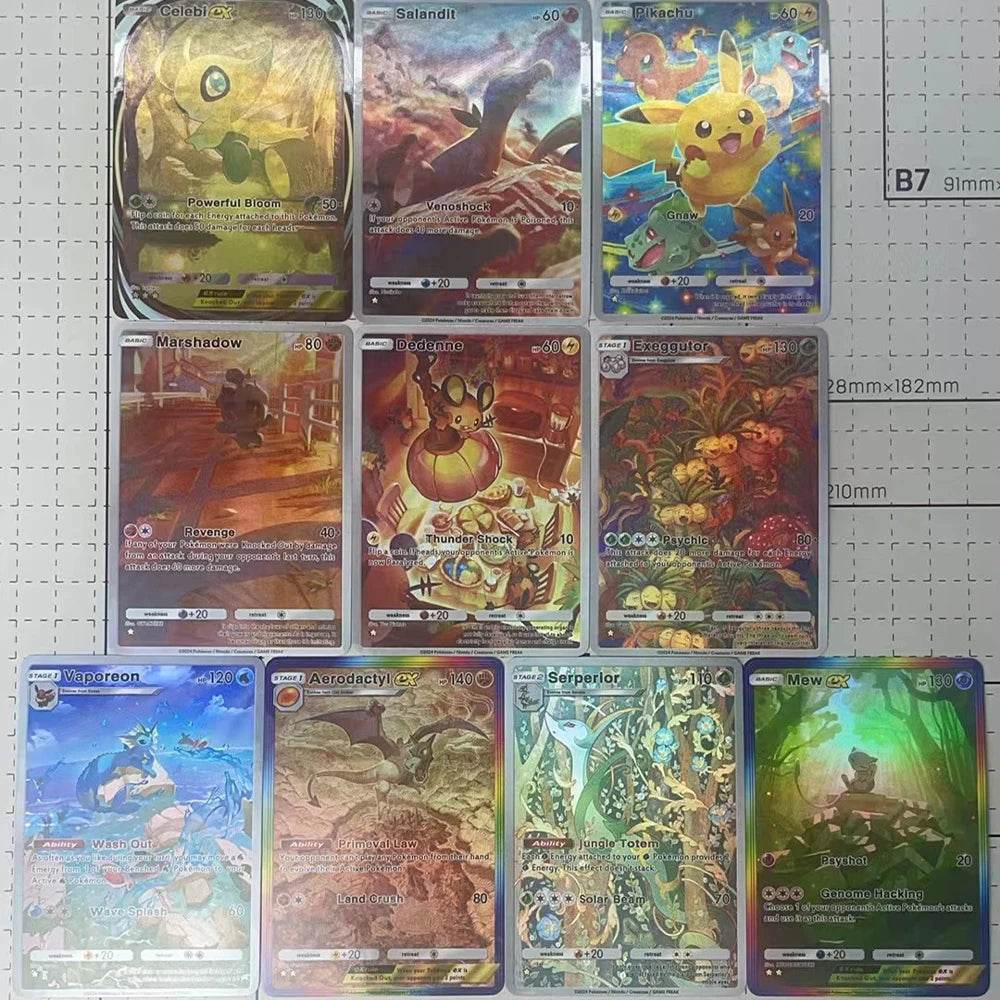 13PCS/SET NEW DIY Anime PTCG POCKET COLLECTION CARD WIGGLYTUFF TATSUGIRI ENGLISH VERSION Embossed Texture Flash Card Child Gift - AIAZ