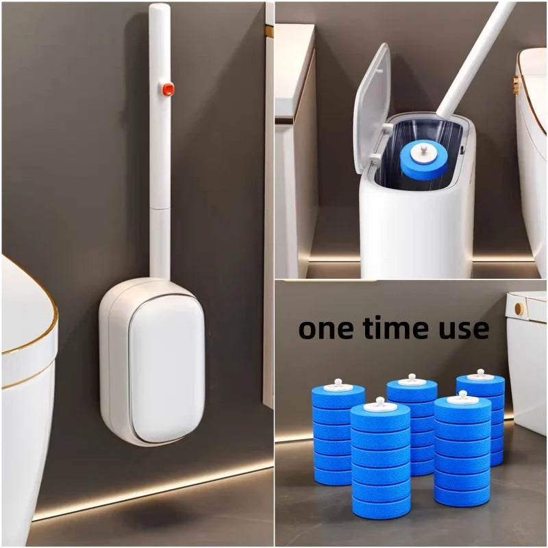 Toilet Brush Disposable Wallmounted Toilet Cleaner Replacement Head Long Handle Cleaning Tool Brush WC Kit Bathroom Accessory