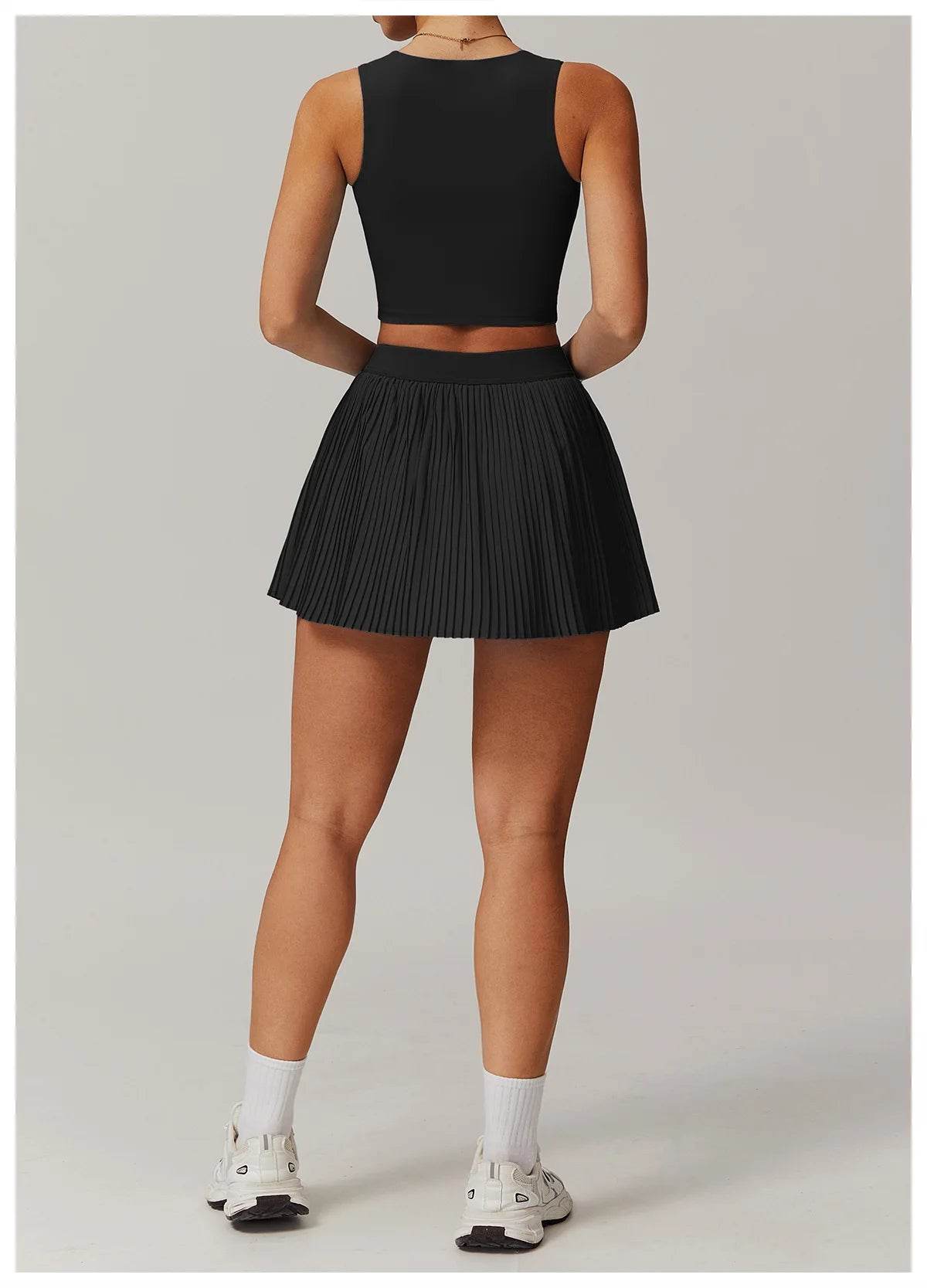 Yoga Sets Workout Sets for Women 2 Pieces Gym Suits Long Sleeved Outfits Zipper Fitness Jacket Running Short Skirt Sportswear - AIAZ