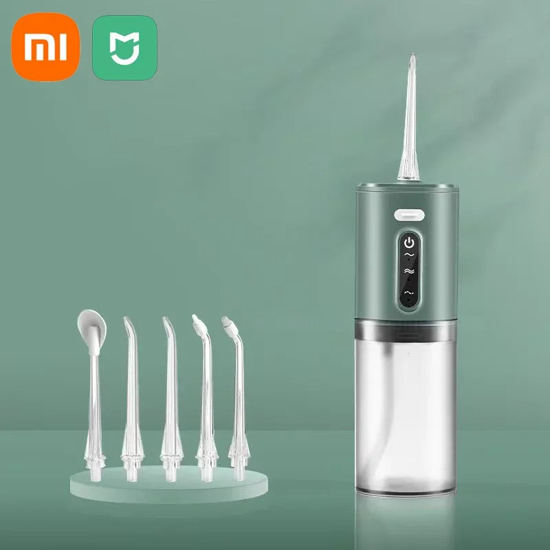 Xiaomi Dental Oral Irrigator 5 Nozzle Portable Dental Water Flosser USB Rechargeable 280ml Three frequency pulses Teeth Cleaner