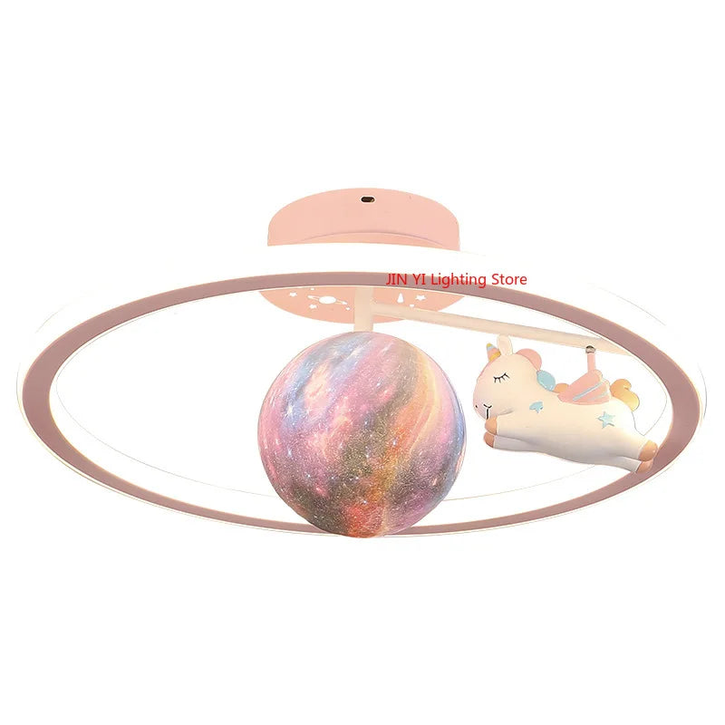 Cartoon Unicorn Bedroom Light Creative Astronaut Pendant Light  Simple Children's Room Light Eye Protection Stepless Dimming