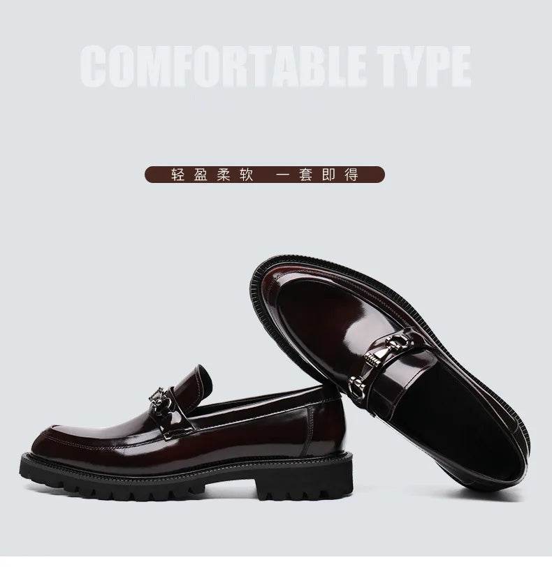 Men's Business Formal Leather Shoes Man Casual Leather Shoes Loafers Casual Business Wedding Shoes for Men Round Toe Slip-On - AIAZ