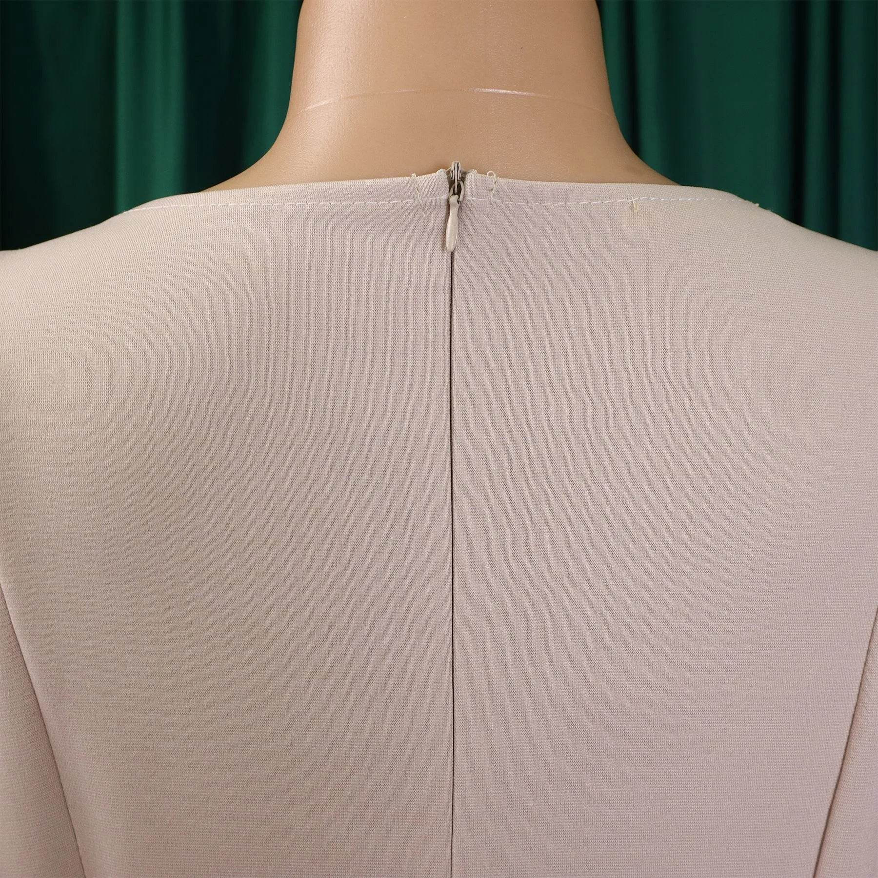 Elegant Office Dress for Women Professional O Neck Short Sleeve Belt Waisted A Line Mid Calf Formal Business Work Dress Midi New - AIAZ