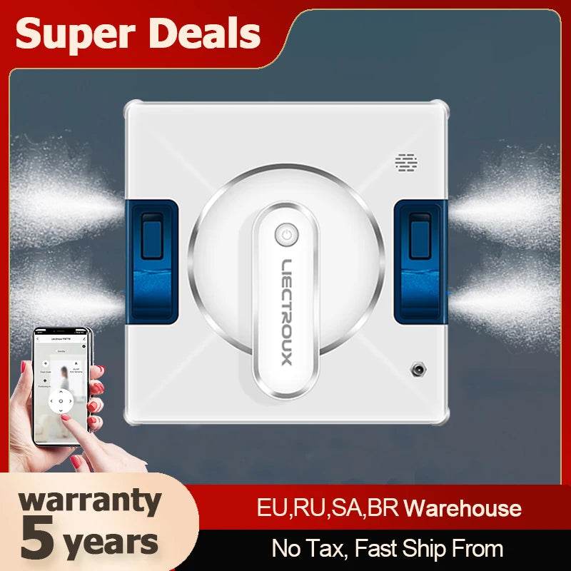 Robot Window Cleaner LIECTROUX YW509,4-Way Water Spray,Home Wall Glass Window Robot Vacuum Cleaner,Updated Laser,Smart Memory - AIAZ