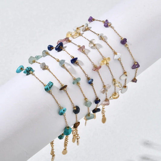 Irregular Natural Stone Stainless Steel Chain For Women Gilrs Gold Color Bracelet Femme Summer Jewelry Gift Adjustable for Women