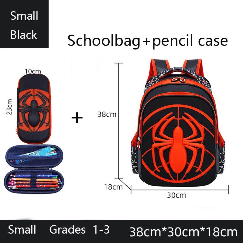 Spider Backpack+Pencil Case Set for Boys School Bag Elementary for Kids School Bag Cartoon Waterproof Primary Backpack - AIAZ