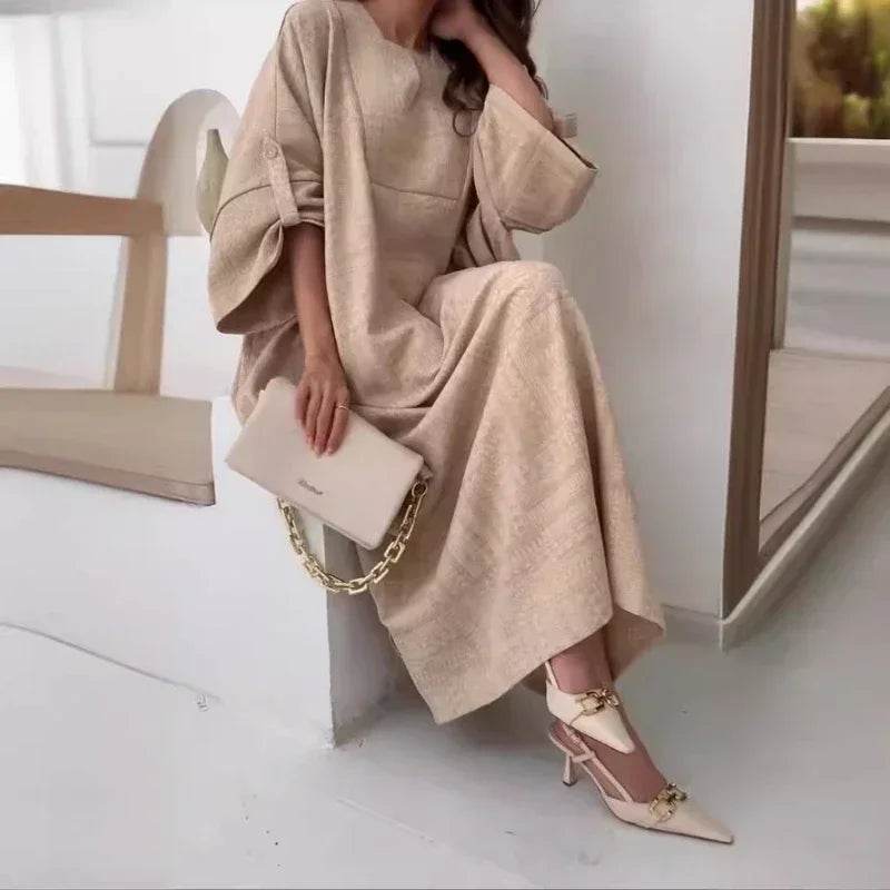 2024 Summer Fashion New Muslim Women Loose Ethnic Style Plus Size Dress Printed Square Neck Elegant Casual Party Women's Wear - AIAZ