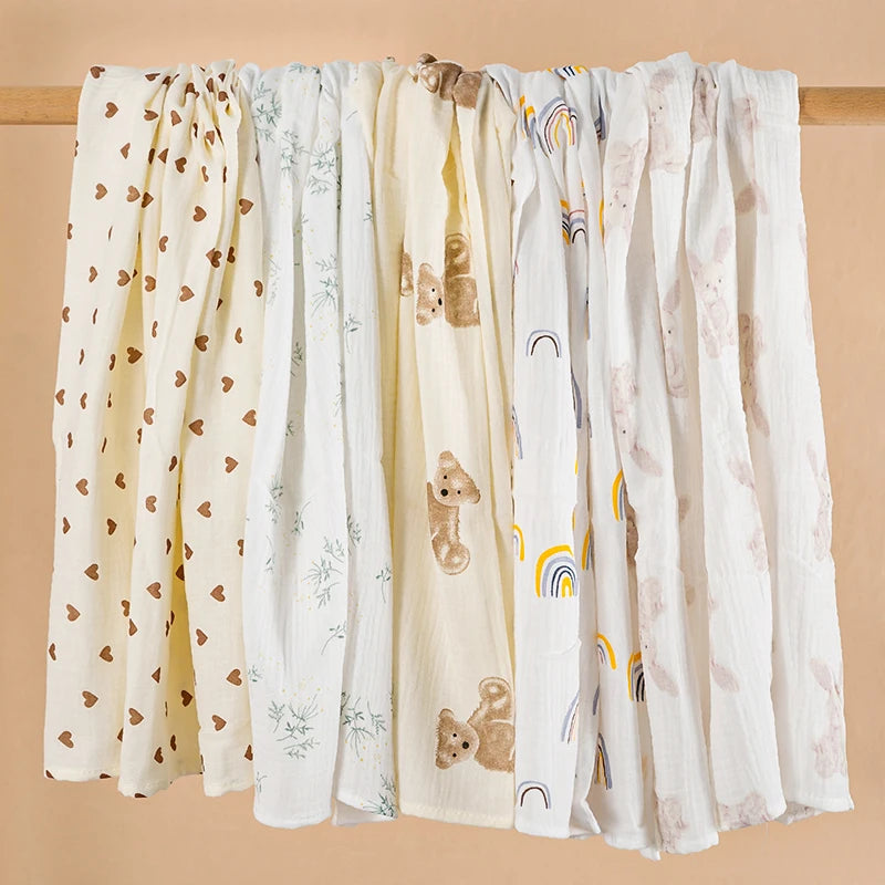 Ins Baby Blanket Muslin Swaddle 2 Layer Cotton Receive Blankets for Newborn Bath Towel Summer Bedding Baby Items Mother Kids
