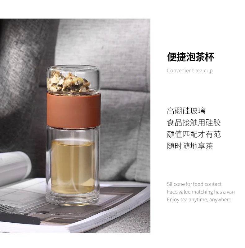 High Quality Double Glass Water Bottle With Case Tea Drink Bottle Infuser Tumbler Drinkware Waterbottle Eco-Friendly - AIAZ