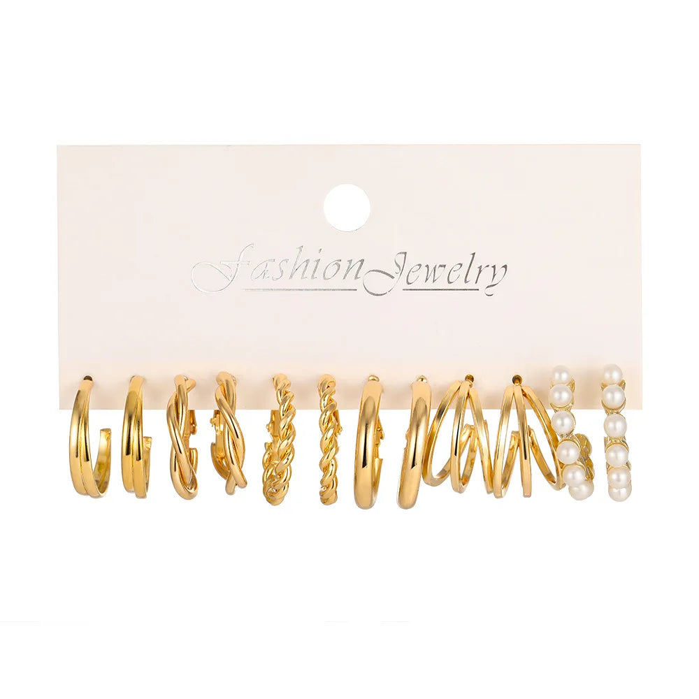 6 Pairs Gold Silver Plated Hoop Earrings Set for Women Lightweight Chunky Ear Ring Multipack Hypoallergenic Jewelry for Gifts