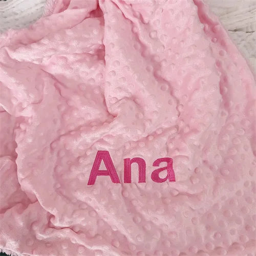 Personalized Bubble Minky Fleece Baby Blanket with Name DIY Custom Toddler Crib Stroller Blanket For Newborn Baby Birthday Gift