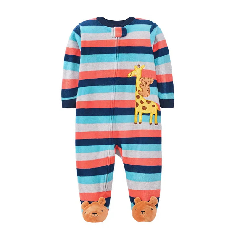 Winter Baby Boy Girl Rompers Clothes Zipper Fleece Autumn Warm Newborn Infants Pajamas Outfit Animal Jumpsuit Clothing 0 -12 M