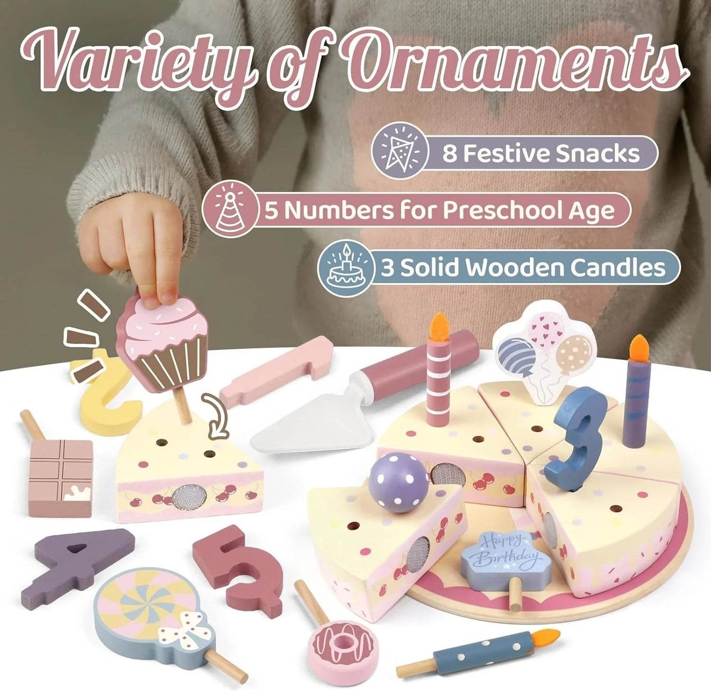 Wooden Kids Kitchen Toys Simulation Birthday Cake Toy Pretend Play Cutting Food Game Children Role Play Toy Gifts for Boy Girl - AIAZ