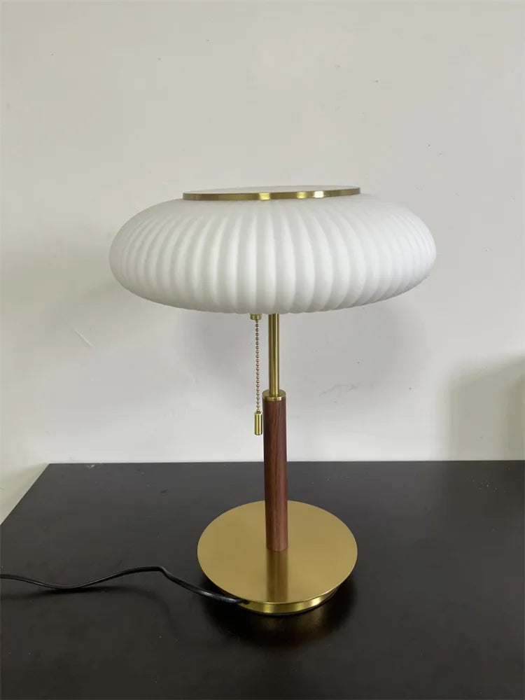 Nordic Vintage Table Lamp White Glass Desk Light for Bedroom