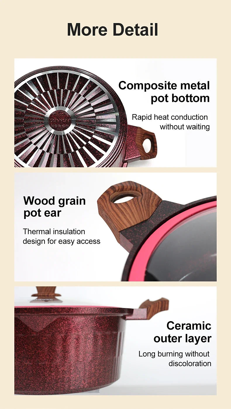 Donnor Ceramic Non Stick Pans Ceramic Casserole Stockpot Set with Lid Procook Stock Pot 15pcs Cookware for Braising