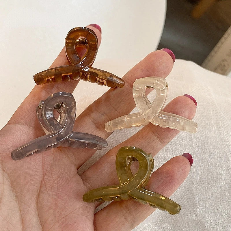 4pcs Mini Jelly Color Cute Catch Cross Shark Clip Bangs Hair Clips Gentle Half-tie Hair Headwear for Women Ins Fashionable Style