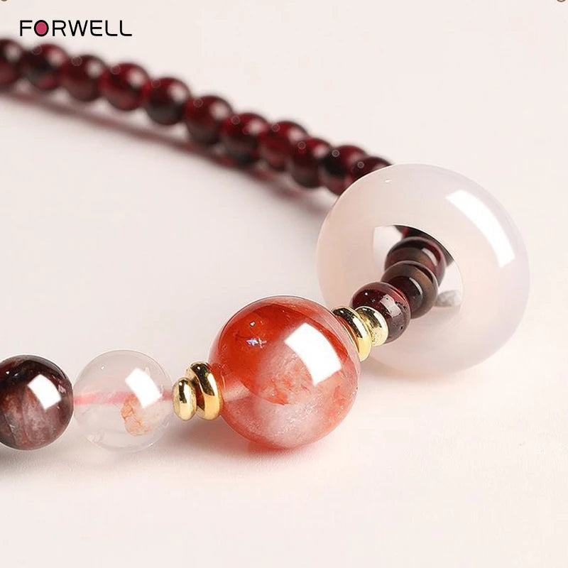 FORWELL Natural Stone Crystal Beads Semi Precious Women's Bracelet Amethyst Multi Layered Combination Bracelets Luxury Gift