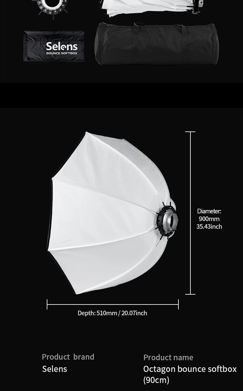Selens 70cm 90cm 110cm Reverse Octagonal Softbox Photo Studio Kits Bowens Mount Octagon Umbrella Softbox Photography Accessories