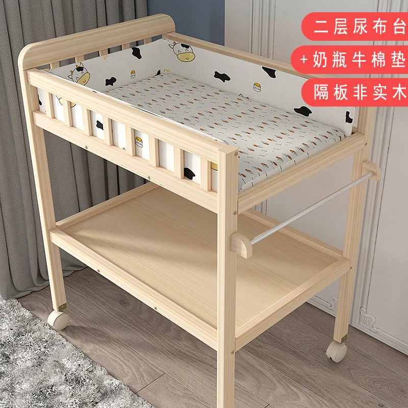 ZZ solid wood diaper changing table mobile care bath massage multi-functional baby newborn changing table
